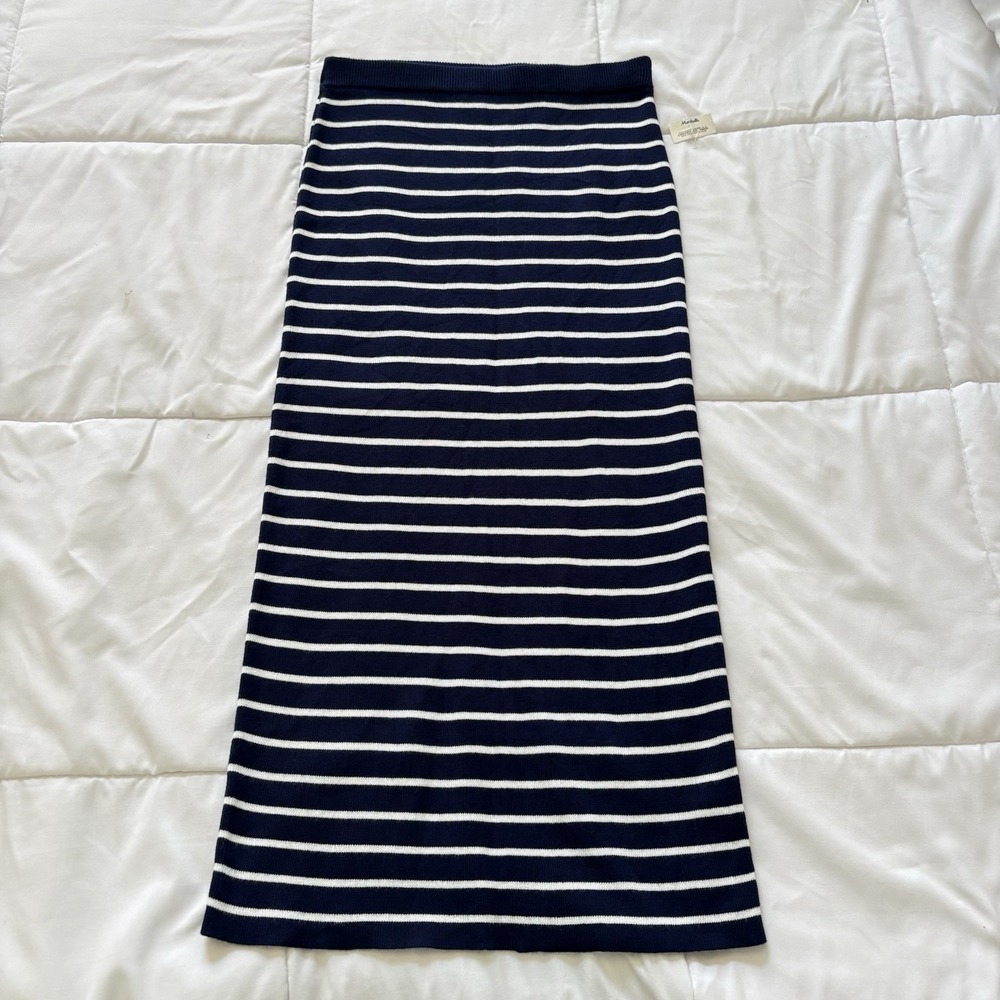 NWT Pencil Maxi Skirt Womens Small Striped Coastal Blue Nautical Beach Summer
